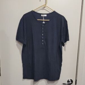 Beotyshow Men's Navy Short-Sleeve Henley Shirt NWT
